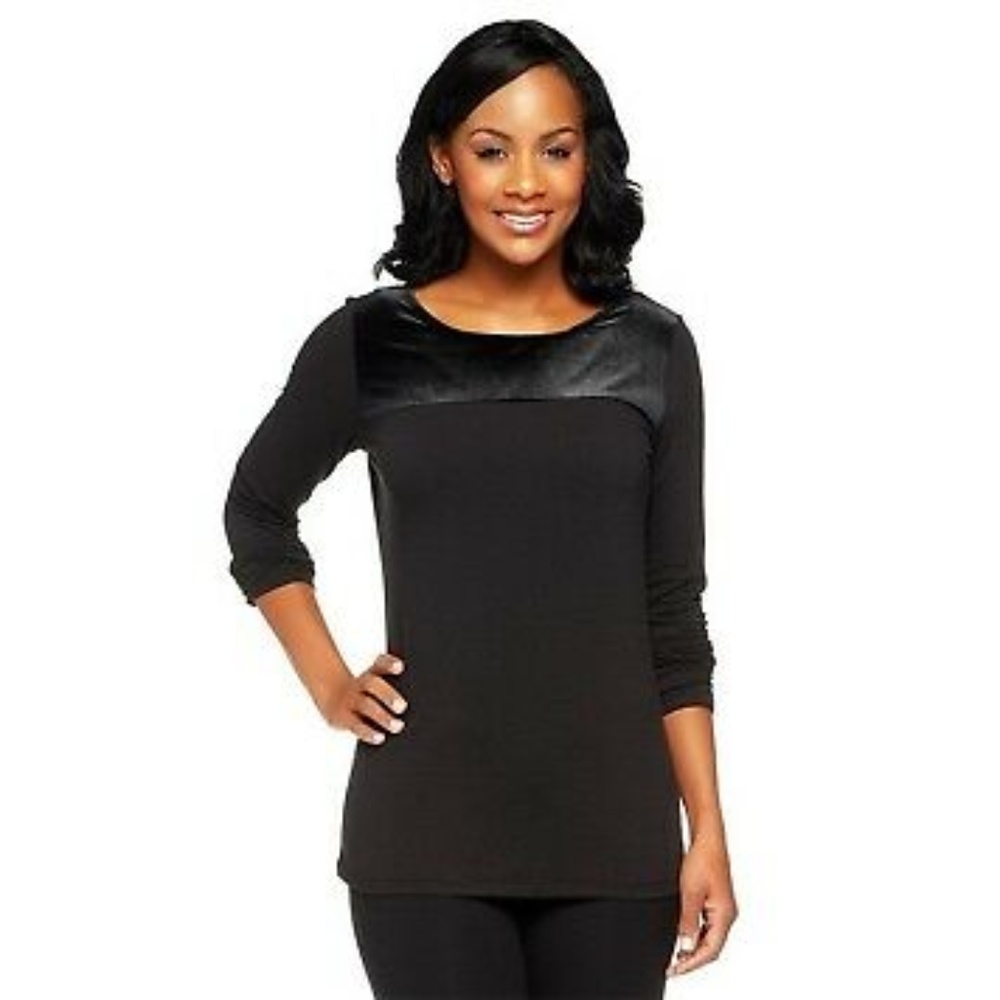 Liz Claiborne NY Black Velvet Knit Top